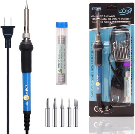 LDK 60W Adjustable Temperature Soldering Iron Kit Electric Blue